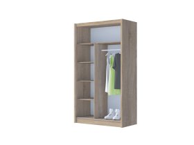 Šatníková skriňa Mulet s posuvnými dverami 120x215x61 cm, dub sonoma, otvorená