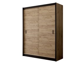 Šatníková skriňa Mulet s posuvnými dverami 180x215x61 cm, čierna