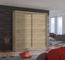 Šatníková skriňa Mulet s posuvnými dverami 203x215x61 cm, dub sonoma, interiér