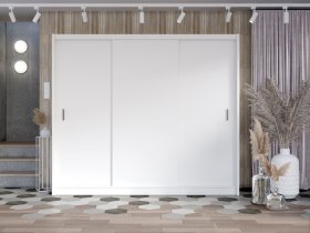 Šatníková skriňa Mulet s posuvnými dverami 250x215x61 cm, biela, interiér