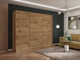 Šatníková skriňa Mulet s posuvnými dverami 250x215x61 cm, dub wotan, interiér