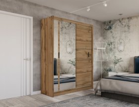 Šatníková skriňa Oskol s posuvnými dverami 180x215x61 cm, dub wotan, interiér