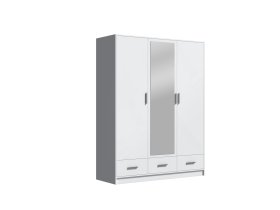 Šatníková skriňa Sovy so šuplíkmi a zrkadlom 150x200x58 cm, biela