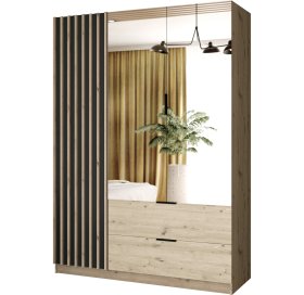 Šatníková skriňa Vega s posuvnými dverami 150x215x61 cm, dub artisan a grafit