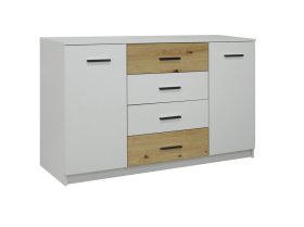 Komoda Arty 140x86x74 cm, biela a dub artisan