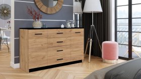Komoda Kraut 140x86x74 cm, dub kraft a čierna, interiér