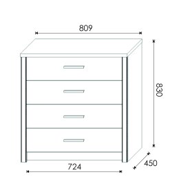 Komoda Oskol 80x83x42 cm, dub sonoma, rozmery