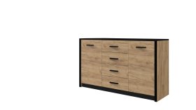 Komoda Oskol 140x83x45 cm, dub kraft a čierna