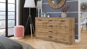 Komoda Oskol 140x83x45 cm, dub wotan, interiér