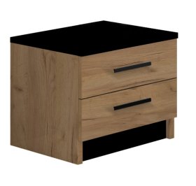Nočný stolík Oskol 45x40x37 cm, dub kraft a čierna