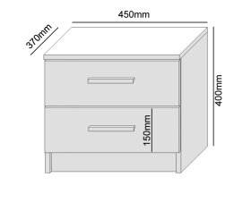 Nočný stolík Oskol 45x40x37 cm, dub sonoma, rozmery