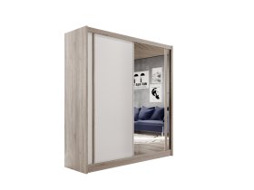 Šatníková skriňa Senza s posuvnými dverami 203x215x61 cm, biela a dub sonoma