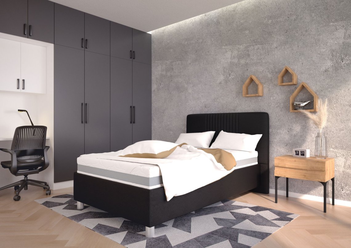 Jednolůžko Kayla v rozměru 120x200,v potahu Loft Black, interiér